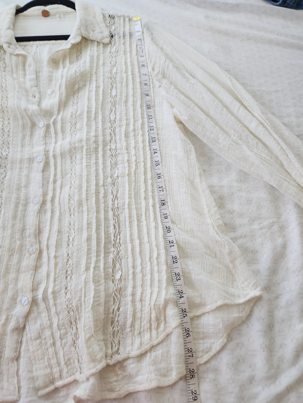 Free People One Mila Button Down Shirt in Cream Color - Picture 9 of 12